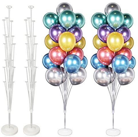 2 Set Tischballonständer-Kit,160cm/63inch Ballon-Ständer Balonhalterung,ballonhalter für Luftballons Boden groß,Ballon Stick Halter für Geburtstag,Hochzeit,Jahrestag,Abschlussfeier