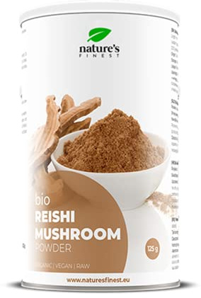 Nature’s Finest Reishi Polvere Bio – Ganoderma Lucidum Puro – Polvere di Funghi 100% Naturale per Bevande, Frullati e Ricette – 125 g