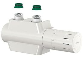 Simplex Variodesign Anslutningssats (vit) – radiatorskruv med multiblock hörn och genomföring – för värmeinstallation och montering