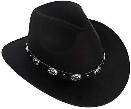 keland Fieltro Sombrero Vaquero Sombrero de Vaquera Sombrero Western Sombrero Cowboy para Mujer Hombre (Negro)