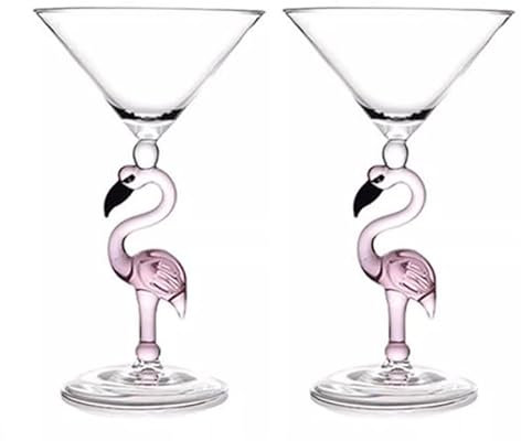 Soulnioi Juego de 2 copas de cóctel con forma de flamencos, copas de champán de calidad, copas de Martini Exspresso, para boda, fiesta, cena familiar para mujer, regalo de 200 ml