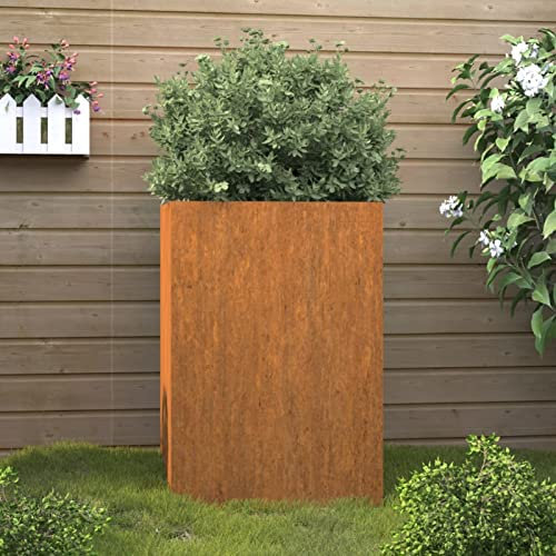 Homgoday Jardinière surélevée - Bac à fleurs - Jardinière - Jardinière - Jardinière surélevée pour jardin, balcon, terrasse - 52 x 48 x 75 cm - Acier Corten