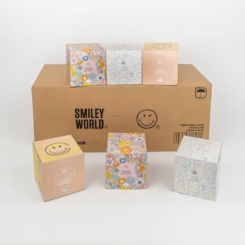 SmileyWorld® Ultra Soft Taschentücher, Würfeldesign, 48 Blatt/Box, 20 Boxen/Karton, wirtschaftlich, praktisch und einfach zu verwenden | Taschentücher, Papiertaschentücher | Smiley | World®