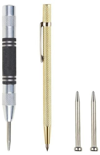 Pointeau Automatique, Pointeau Central Automatique, Poinçons Centraux à Ressort Tension, Aiguille à Tracer en Métal, pour le Métal, le Bois, le Verre, L'acier, avec 2 Pointes de Rechange