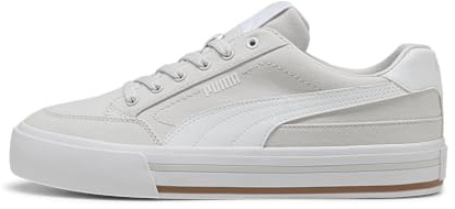 Puma Men's Court Classic Vulc Sneaker, Feather Gray-Puma White, 9
