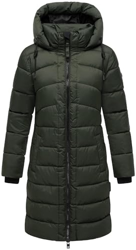 MARIKOO Abrigo largo de invierno para mujer, abrigo acolchado cálido con capucha extraíble, bolsillos fríos 16 S-3XL