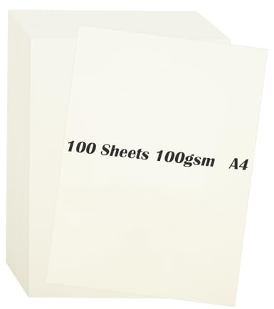 AolKee 100 blad Beige A4-papper, beige 100 g/m², tunt papper, för hantverk, bröllopsinbjudningar, hantverk, A4-skrivpapper