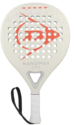 Dunlop Padel Bat Nanomax Lite – Hybridform, Graphit-Rahmen, Medium-Balance, Soft-Eva-Kern – Leichter Control-Schläger, Weiß/Orange/Grau