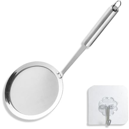 fKiZanthene Écumoire en acier inoxydable 32 cm avec passoire fine 100 mailles, ustensile de cuisine comme louche à mousse et cuillère à égoutter pour la cuisine, la maison et la cuisine en extérieur