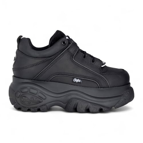Buffalo 1339-14-2.0 Scarpe da ginnastica con plateau grosse in pelle nera da donna, sneakers alla moda