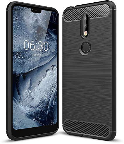 NALIA Silikonhülle für Nokia 7.1 (2018) - rutschfest & Matt - Vortex (Gebürstete Optik & Carbon Design) - Marke aus Berlin