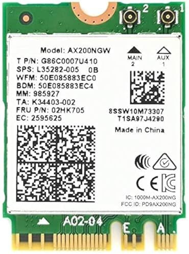 WiFi Card AX200 AX200NGW,9260 AC 9260NGW Upgrade Network Card Wi-Fi 6 WiFi Module 2 x 2 MU-MIMO Wireless Card with BT 5.0 Support Windows 10 64bit Gigabit M.2/NGFF