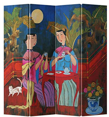 Fine Asianliving Paravent Raumteiler Japanisch Orientalisch Chinesisch Beidseitig L160xH180cm Spanische Wand Trennwand Room Divider Raumtrenner Sichtschutz Bedruckte Canvas Leinwand