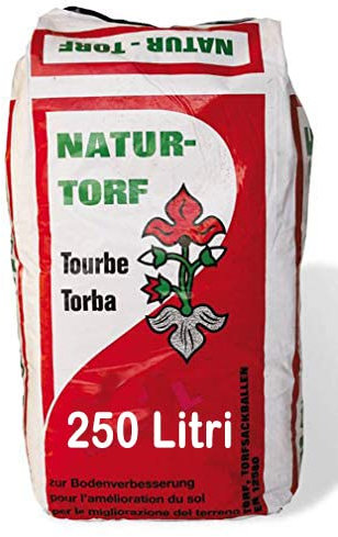 TORBA PER GIARDINAGGIO BIOLOGICA CONFEZIONE 250 LITRI CIRCA 30KG - TORBA BIONDA 0-40 NATUR TORF SACCO 250 LITRI Ideale per tutti i tipi di terreno