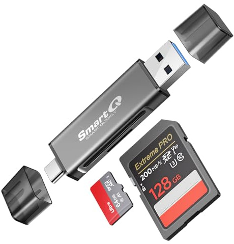 SmartQ C350 USB C sd card reader and USB 3.0 Super Speed Memory Card adapter for MicroSDXC and SDHC Card, SD, SDXC, SDHC, SD Cards, Works for Windows, Mac OS X, Android Devices, OTG Adapter