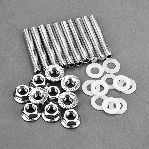 Keenso Auto Abgaskrümmer Schrauben kit, 10 Kit Auto Edelstahl Auspuffkrümmer Kopfschrauben Bolzen Satz