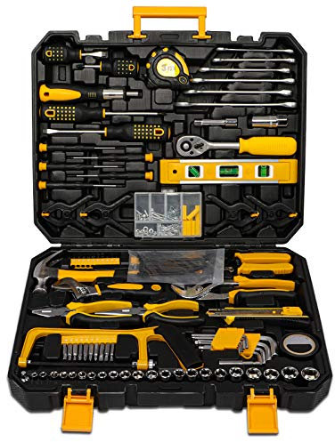 298 Pcs Home Tool Kit Set, Mechanic Tool Set for Car Motorbike Repair Daily Maintenance, Household DIY Tool Box with Tools Included, Hammer Pliers Screwdrivers Basic Hand Tool Sets