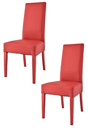 t m c s Tommychairs - Set 2 sillas Luisa para Cocina, Comedor, Bar y Restaurante, solida Estructura en Madera de Haya y Asiento tapizado en Polipiel roja
