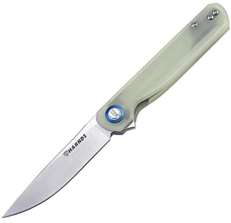 HARNDS Wind Coltello Pieghevole Tascabile Lama in Acciaio Sandvik con Manico G10, Coltello Serramanico Integrato Cuscinetto a Sfere per Caccia, Campeggio, Sopravvivenza(Giada Verde)