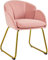 Yaheetech Fauteuil de Chambre à Coucher Salon Rembourré Haut Moderne Ergonomique en Velours avec Dossier Circulaire, Accoudoirs, Pieds en Métal, Charge 136 kg Rose