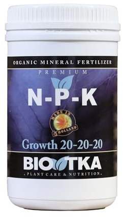 BIOTKA Engrais NPK pour la croissance des plantes | Engrais universel pour les fruits de légumes Orchidées de palmier et plantes d'intérieur | Engrais pour l'hydroponie (1 kg) - NPK 20-20-20