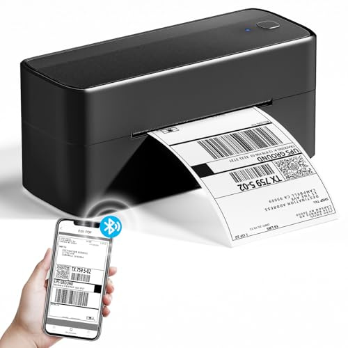 Phomemo Bluetooth-etikettskrivare, DHL 4 x 6 Termisk Skrivare, Bluetooth-Etikettskrivare, Streckkodsskrivare, Amazon, Etsy, Shopify, Royal Mail, DHL, FedEx, UPS (BLACK) | 241BT etikettskrivare fraktetiketter skrivare för streckkod, Amazon, Etsy, Shopify, DHL, DPD, GLS, FedEx, utan bläck, svart