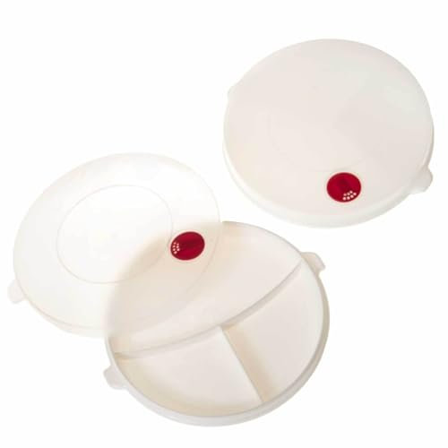 SIDCO Mikrowellenteller mit Deckel 2 x Menüteller 3 Fach Einteilung Mikrowellengeschirr