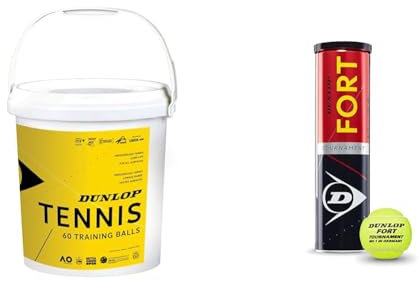 DUNLOP Tennisball Training gelb 60 Stück Eimer - für Coaching und Trainingseinheiten Tennisball Fort Tournament