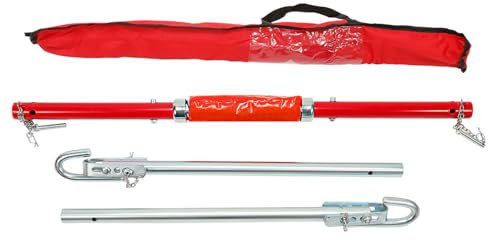 GEARMONSTER 3tlg 3T Abschleppstange Pannenhilfe mit Federdämpfung, Schlepplänge 1,95m, Max. Zugkraft: 3000kg inkl. Warnfarbe, Fähnchen und Tasche