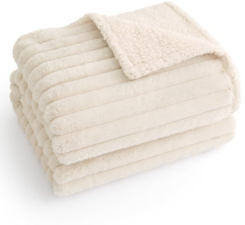Bedsure Waterproof Dog Blanket Large - Dog Bed Blankets Washable for Large Dogs, Fluffy Pet Throw Blanket for Sofa Bed Protector, 102x127cm, Cream