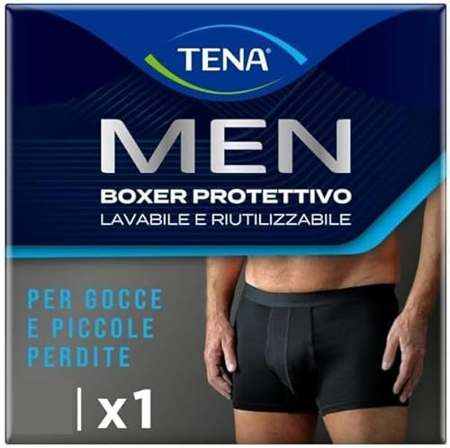 TENA Men - Caleçon de Protection Lavable Homme - Pour les Fuites Urinaires Légères - Coupe Classique - Noir - M