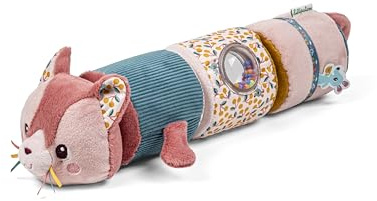 Lilliputiens – Rullo sonoro 4 in 1 con sonagli e cilindri da assemblare - Giocattolo educativo per neonati Jeanne il gatto – Stimola la motricità e i sensi – A partire dai 6 mesi – Rosa – 34 cm