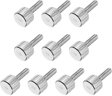 QUARKZMAN 10 Pcs Viti A Manopola Zigrinate M3 x 10mm, 304 Acciaio Inossidabile Testa Piatta Viti A Manopola Zigrinate Filettate Completamente Bulloni Di Fissaggio