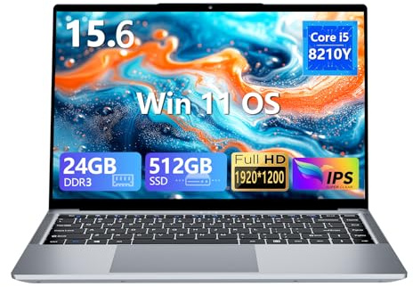 Ordenador portati 15.6 Pulgadas, Portátil Core I5 hasta 3,60 GHz, Win 11 PC Portatil 24GB RAM 512GB SSD, Laptop1920 x 1200 IPS FHD para , Type-C+TF+USB3.0+BT5+WIFI5, Apto para estudiar y trabajar