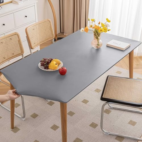 Morbuy Impermeabile Tovaglia Rettangolare con Bordo Elastico, Copritavolo Rettangolare con Elastico Tovaglie Esterno Antimacchia per Giardino, Picnic e Feste (Grigio scuro,70x120cm)