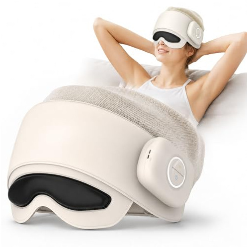 Masajeador eléctrico de cabeza con cojín de aire de 6 zonas y calor para los ojos, dispositivo de masaje de cabeza inalámbrico, 4 modos, 3 niveles de calor para la relajación de la cabeza y los ojos