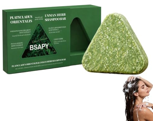 Bsapy Shampoo Solido, Shampoo Solido Triangolo Verde, Saponetta Alle Erbe, Sapone Naturale Alle Sette Erbe Verdi,Lenisce E Rinforza I Capelli
