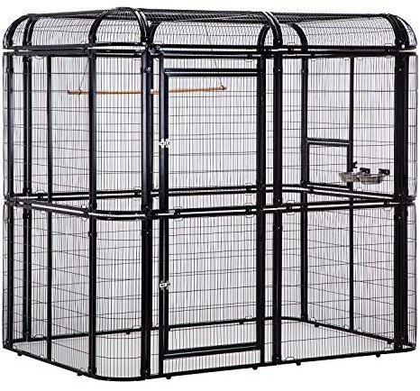 Sliverylake Large Walk-in Cages Heavy Duty Bird Cage Outdoor Aviary Parrot Macaw Conure Lovebird Pet House Finch Parakeet Cockatiel Macare Birdcages Black