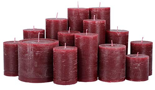 Premium Kerzenset 4,5 kg durchgefärbte Stumpenkerzen von Kerzenwelt 1. Wahl ohne Duft (dunkelrot)