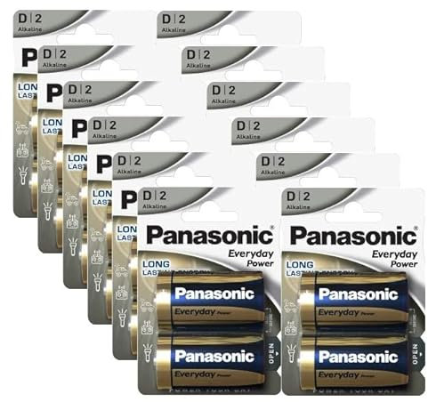 Panasonic Everyday Power - Pila alcalina D, LR20, 1,5 V, paquete de 24 unidades (blíster de 2 x 12)