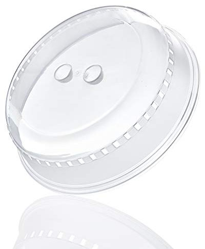 Kerafactum Mikrowellengeschirr Teller Mikrowellen Abdeckung Haube Aromaschutz Tellerglocke Tellerhaube Fliegenhaube Abdeckhaube Spritzschutz Fliegen Cloche doppeltes Griffloch stapelbar Ø 23 cm
