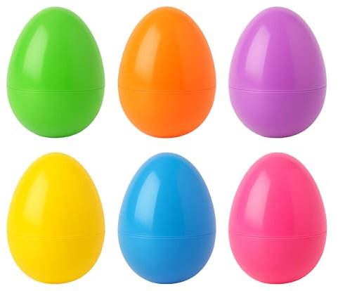 6 x Large Assorted Colour Fillable Plastic Surprise Easter Eggs - Fill With Easter Hunt Gifts And Chocolate