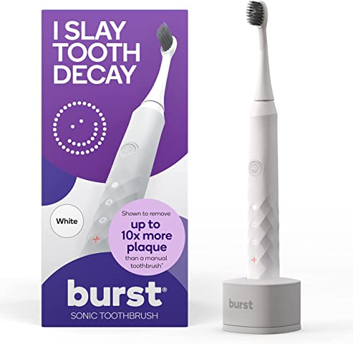 BURST Oral Care Brosse à dents électrique avec tête de brosse à dents au charbon blanc