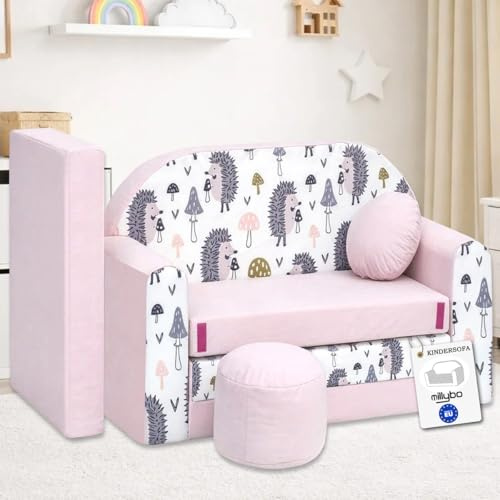 millybo Divano per bambini con funzione di sonno, pieghevole, 3 in 1, per bambini, con funzione letto, per ragazze, ragazzi, mini divano letto, camera dei bambini, poltrona letto (HX1)