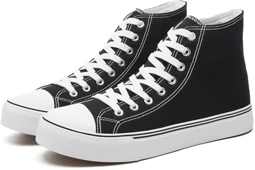 yageyan Mens High Top Canvas Sneakers Fashion Lace up Walking Shoes Casual Classic(Black,11