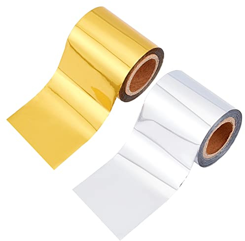 SUPERFINDINGS 2 rotoli di carta stagnola di trasferimento a caldo fogli metallici di trasferimento della stagnola di stampa a caldo rotoli per la penna di stagnola/calore 66Ftx2inch / rotolo carte