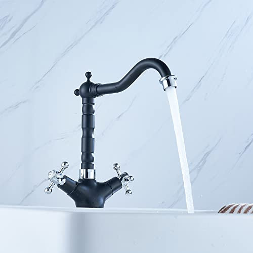 Drehbarer Antiker Kupferner Wasserhahn Hahn Küche Waschraum Nostalgie Retro Küchen Armatur Wasserhahn im Landhausstil in Antik Messing Nostalgie Armatur Wasserhahn schwarz Mischbatterie Retro