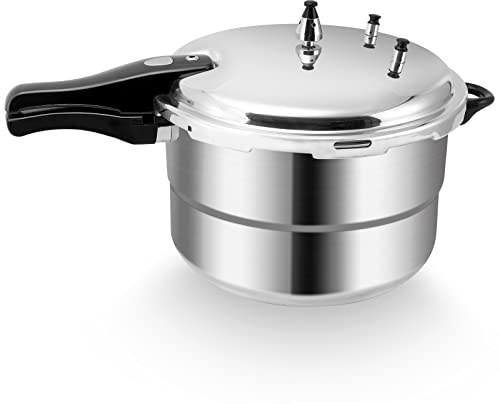 BreeRainz 16 Quart Pressure Cooker, 10 Psi Induction Compatible Pressure Canner w/Triple Valves & Auto Lock System, Steamer Rack Included