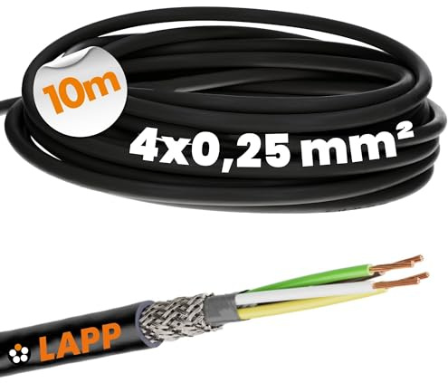 Lapp 1030475 LiYCY - Cavo di Controllo Schermato 4 x 0,25 mm², Resistente ai Raggi UV, di Segnale a 4 Fili, Dati per Esterni, Saldatura, Collegamento LED