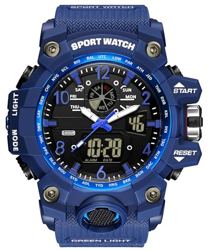 findtime Reloj militar analógico digital para hombre, resistente al agua, deportivo, táctico, al aire libre, reloj de pulsera con alarma de cara grande, cronómetro, reloj de pulsera LED para hombre,